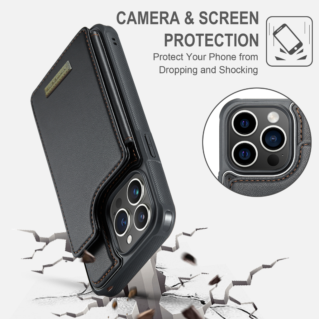 Leather Back Cover Card Slot Case RFID MR-C22 For Iphone 13 Pro Max 13 Pro 13 Holder Cover