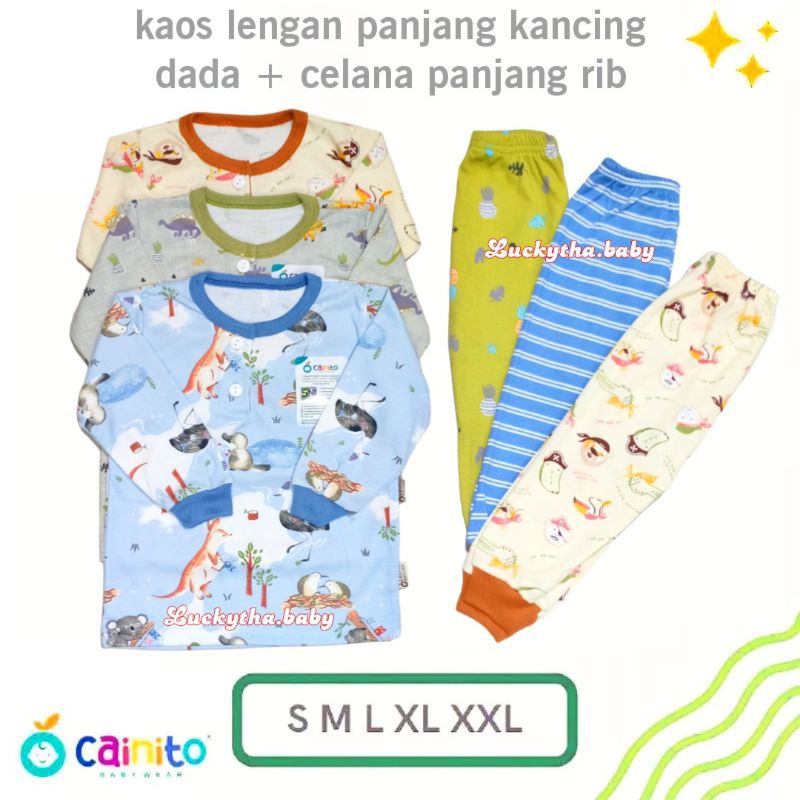 3pc_setelan panjang anak Premium CAINITO 100%cotton combed motif line grey,captain pirates,home town/ setelan canito/ piyama anak cewe cowo premium  canito
