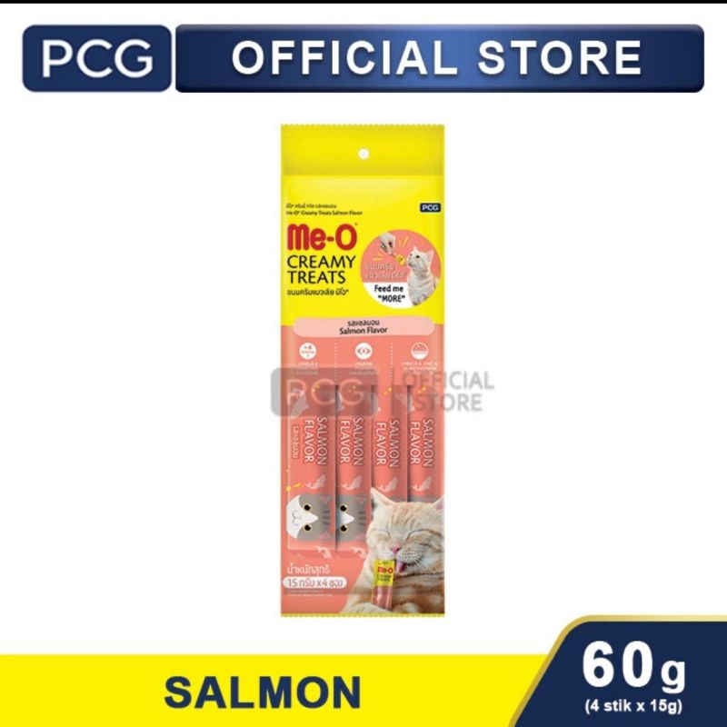 Me-o Creamy Snack Kucing 60gr Meo Liquid Cemilan Kucing - Salmon Flavour