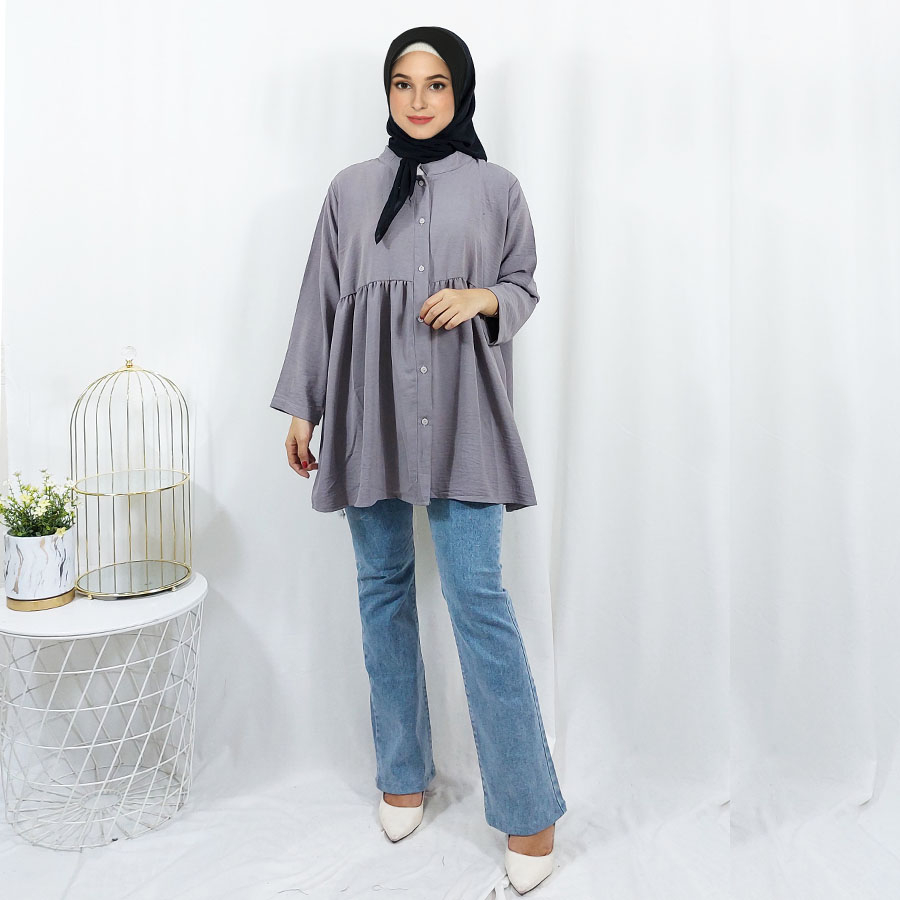 DELIA JUMBO OVERSIZE TUNIK BLOUSE MATT CRINGKLE KATUN PREMIUM AIRFLOW GL FASHION