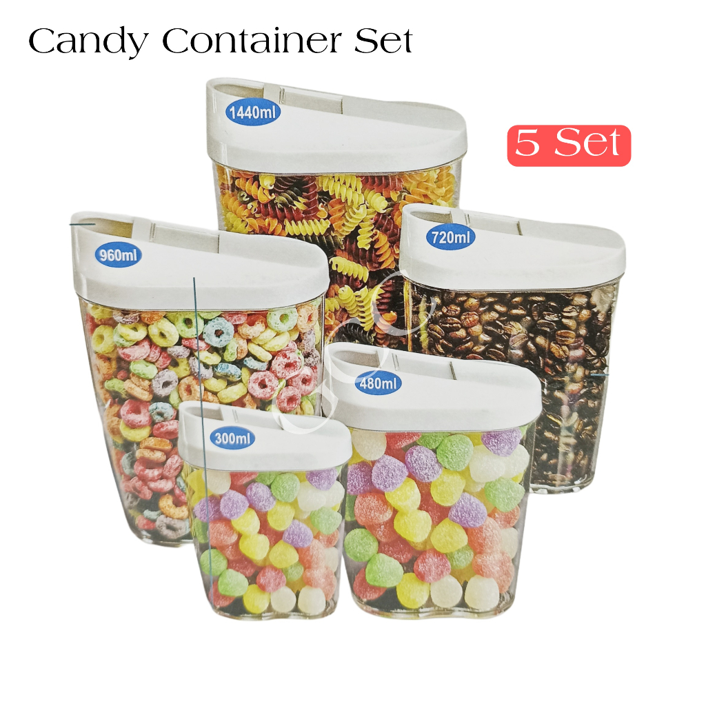 A1 Toples Makanan Ringan 5 in1 Lengkap Tutup Bahan Tebal Storage Jar 5 Set