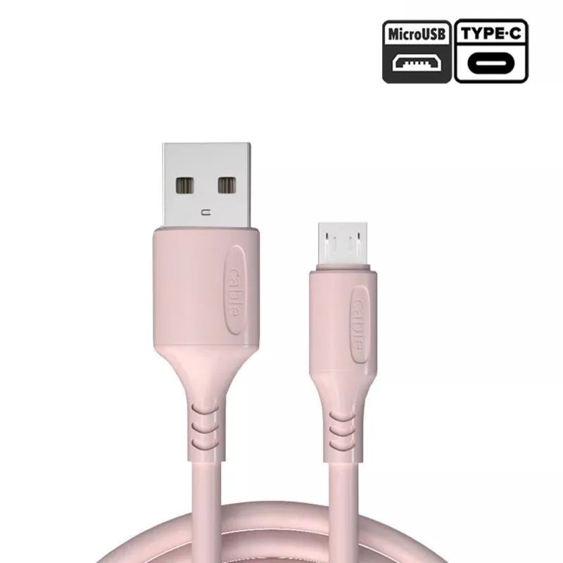 Kabel Data Charger Macaron Micro USB dan Tipe C Fast Charging 2,4A