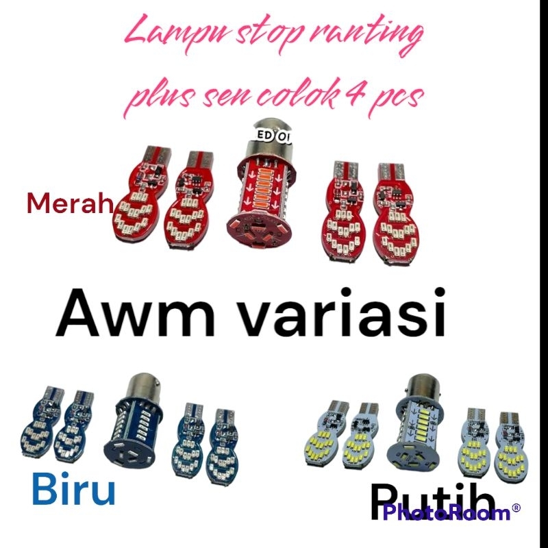 Paket promo lampu stop 30 mata running plus 4 pcs sen colok model gepeng running UNIVERSAL