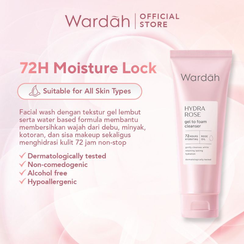 Wardah Hydra Rose Gel to Foam Cleanser 100ml | Pembersih Wajah