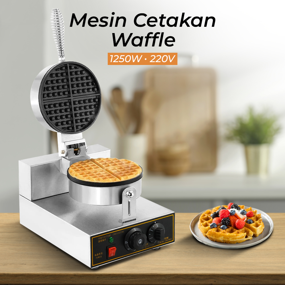 Mesin Cetakan Waffle Single Head Double Sides Electric 1250W 220V - ZW-R-2 - Silver