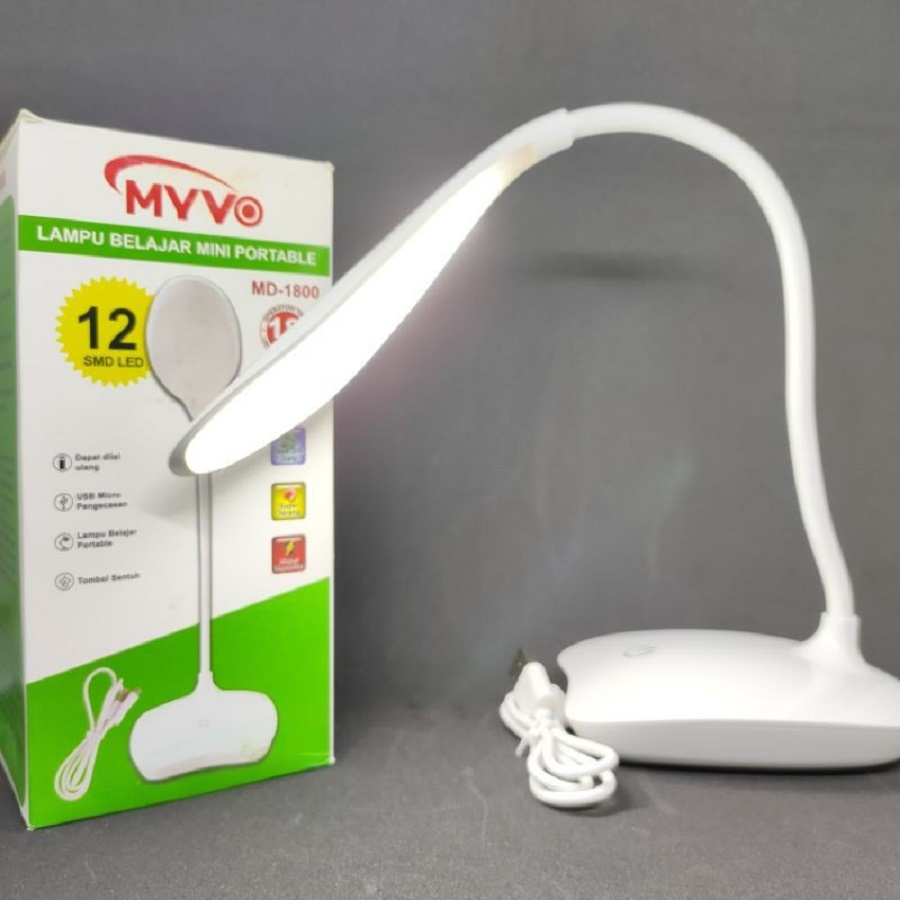 Lampu Belajar Myvo MD-1800 MD 1800 Portable Baterai Cas Charge Tombol Sentuh Lampu Fleksibel