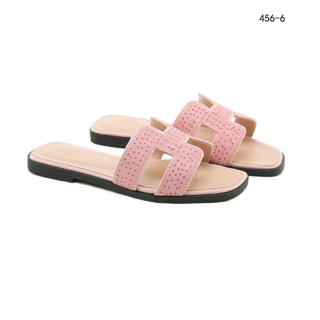 Abc 06 sepatu wanita impor 9.9Hermes 456-6 Oran Sandals Diamond Embellished
