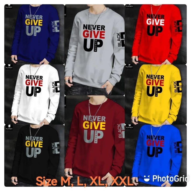 KAOS PRIA ( GIVE UP ) BAJU DISTRO PRIA LENGAN PANJANG MODEL TERBARU