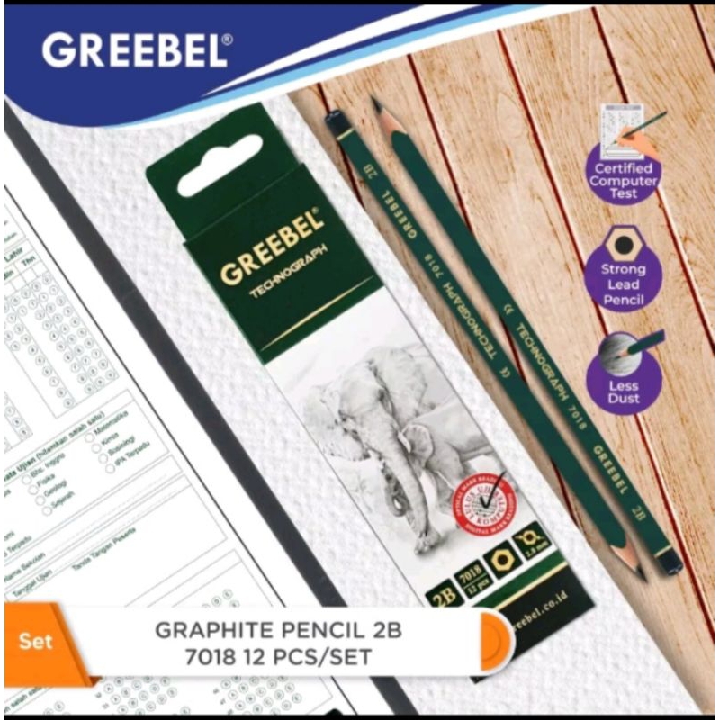 

PENSIL KAYU GREEBEL 2B / PENSIL 2B MERK GREEBEL