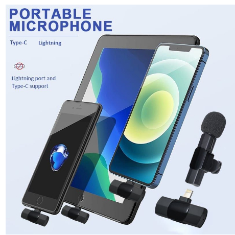 MIC WIRELESS HP VLOG YOUTUBER PORTABLE MIC FOR IPHONE AND ANDROID SMARTPHONE CONDENSER