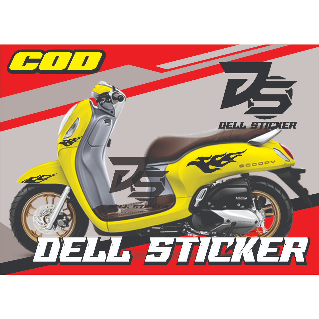 CUTTING STIKER SCOOPY MODEL API STRIPING SCOOPY MOTIF API