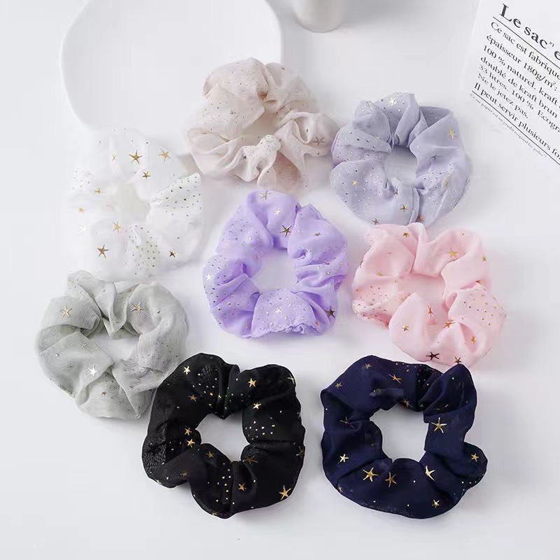 EryoneStore Ikat Rambut SCRUNCHIE Korea Motif BINTANG / Kunciran Rambut Model Korean / Ikat Rambut Cepol Korea