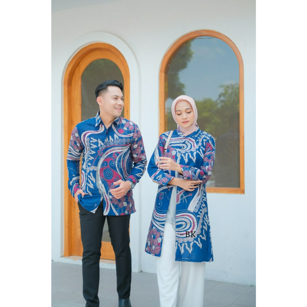 Baju batik couple modern Tunik Couple Abstrak Bolero