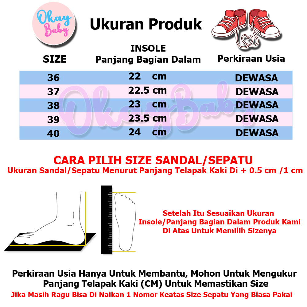 Okaybaby B323 Sandal Slop PITA Dewasa IMPORT Perempuan Kekinian Sendal Casual