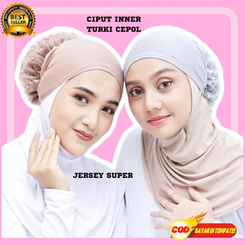 Ciput inner Cepol Turki Jersey Premium Daleman Kerudung Anti budeg