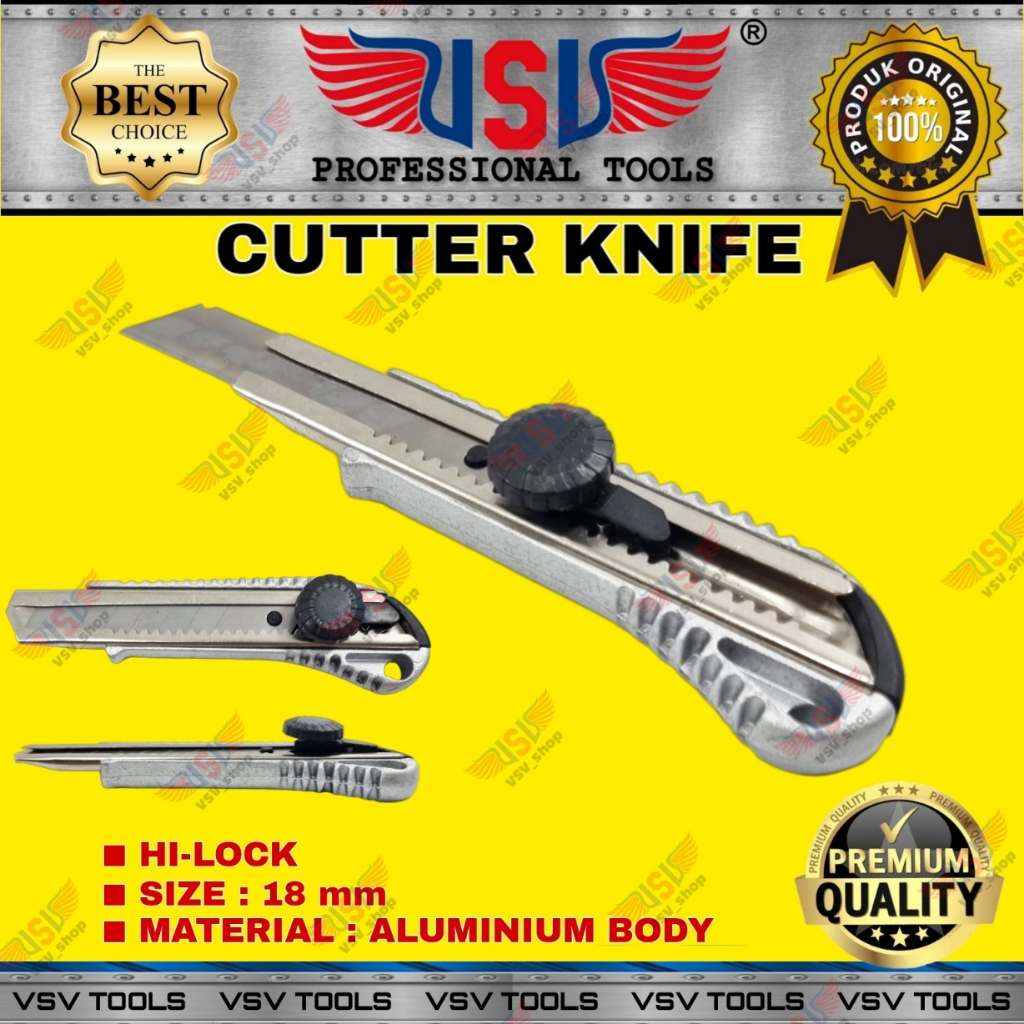 VSV Pisau Cutter Besar 18mm Aluminium Cutter Knife Hi-Lock HS-06