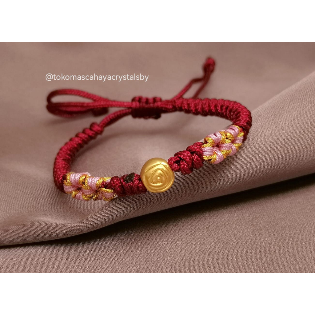 Gelang Charm Mawar Bulat Emas kadar 24k HK Hongkong 999% 999 &amp; Gelang Serut