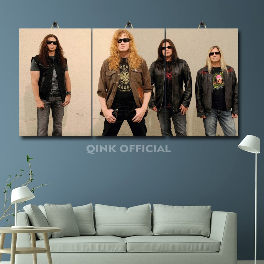 DEKORASI RUANG CUSTOM VOKALIS BAND METAL MEGADETH 60X30 MULTI PANEL / PAJANGAN DINDING KAYU WALLPAPE