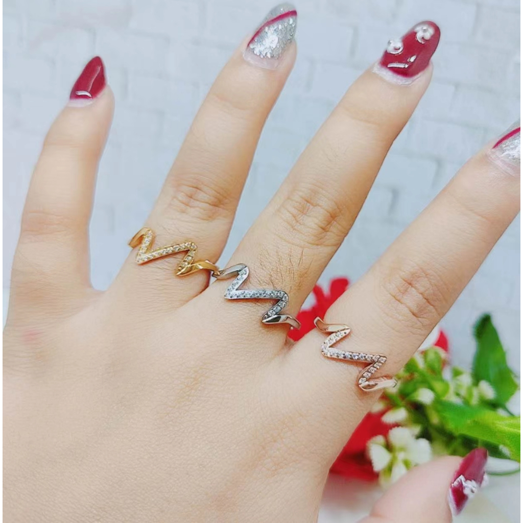 Cincin Titanium Anti Karat Permata Perhiasan Wanita R640