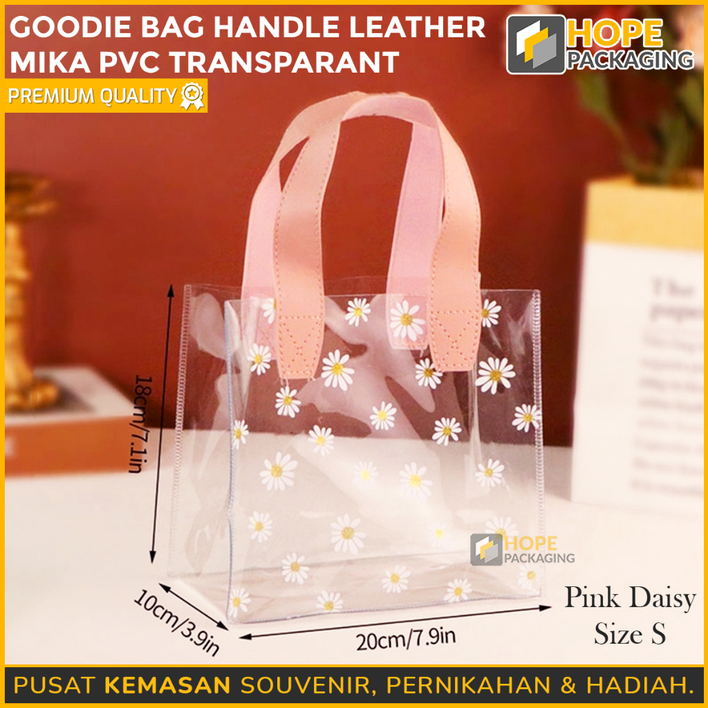 

Tas Mika Pvc Transparan Motif / Goodie Bag Handle Leather Mika Transparant / Tas Kado Transparan / Goodie Bag Souvenir