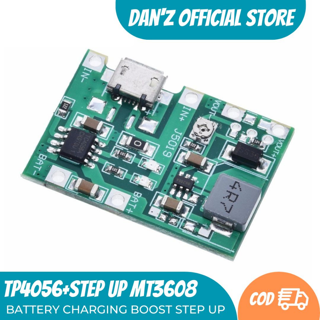 BATTERY CHARGING BOOST STEP UP ADJUSTABLE MODULE 2A 3.7V 9V 18650 TP4056 PLUS STEP UP TP40565+STEP U