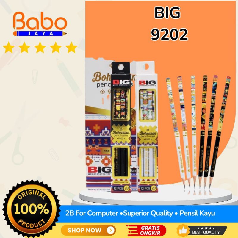 

BABO JAYA PENSIL 2B BIG-9202 VARIAN BOHEMIAN / Original Alat Tulis Pensil Standar Ujian