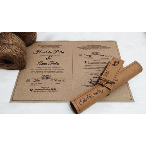 Undangan Gulung murah 900an, Undangan Rustic Gulung