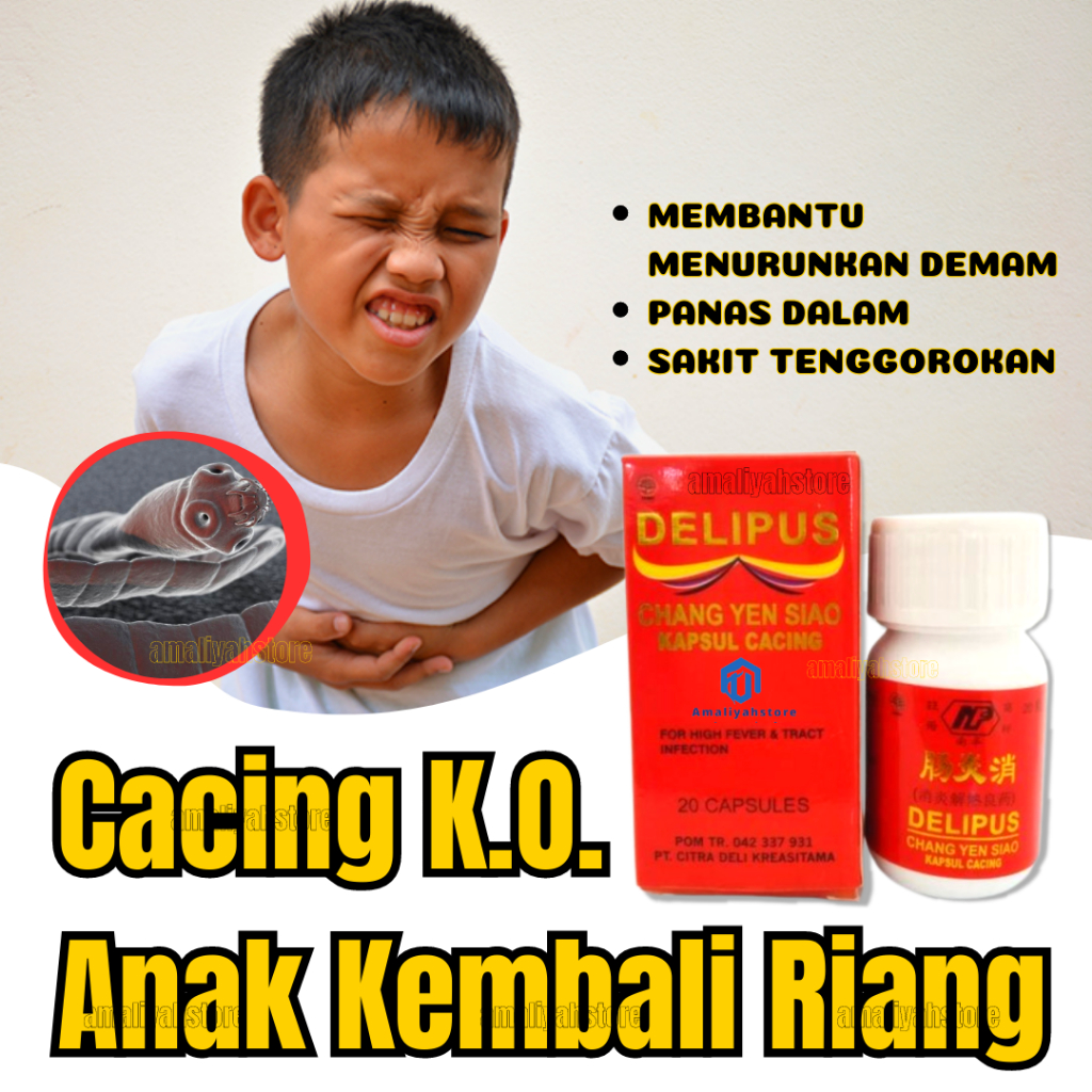 Delipus Obat Cacing Penambah Nafsu Makan Anak Dan Dewasa Kapsul Untuk Penambah Nafsu Makan Penurun Panas Demam Tipes Radang Tenggorokan Sakit Panas Dalam Sariawan Di Lidah