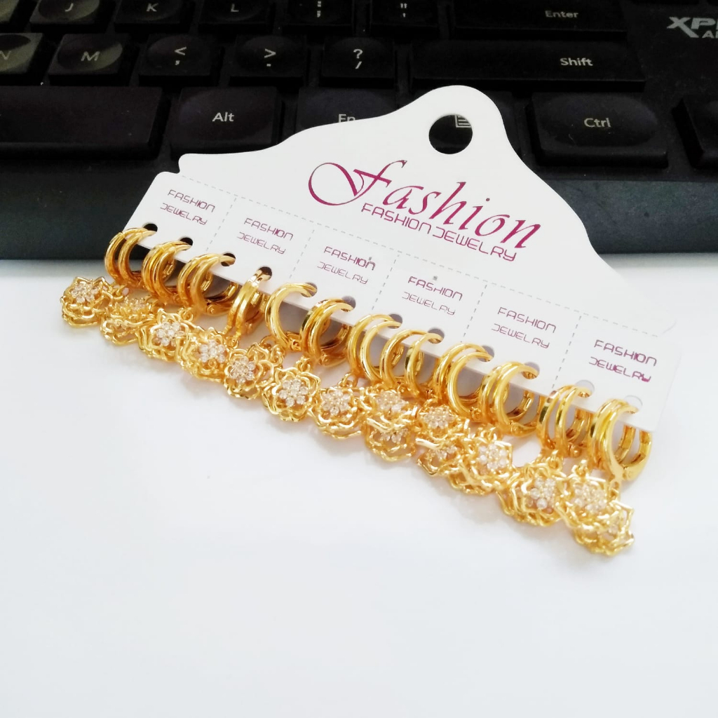 AV260 Anting Dewasa Juntai Permata Motif Bunga