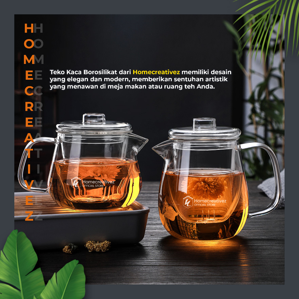 (GARANSI) Teko Kaca Infuser Pitcher Anti Panas Teapot Japanese Style Borosilicate Bisa Dimasak