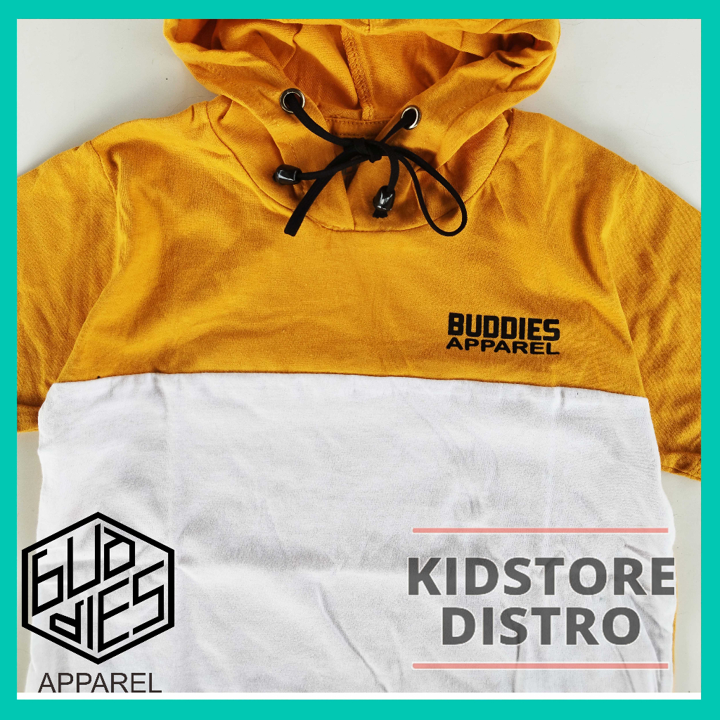 Baju Kaos Anak Hoodie Kupluk Kombinasi Distro Bahan Katun Adem