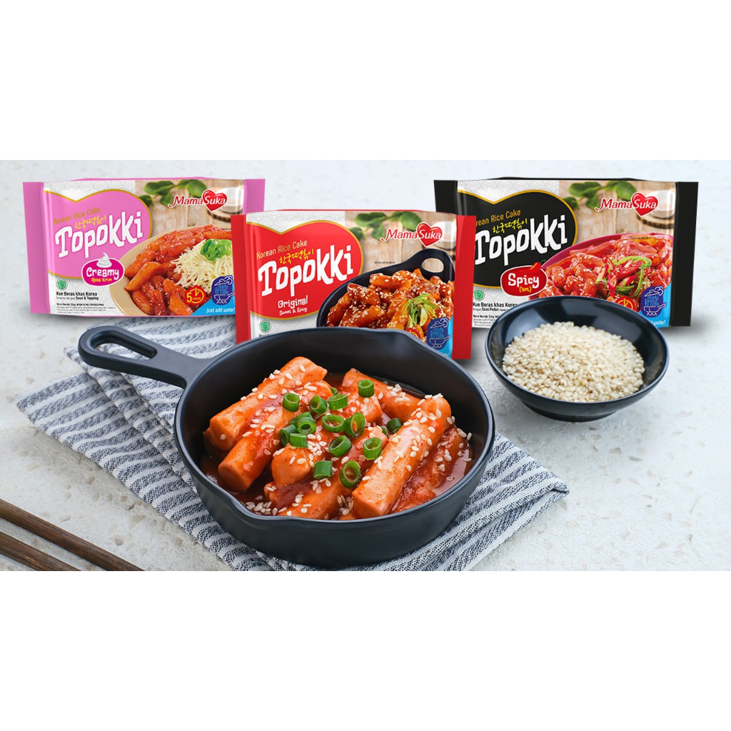 

MamaSuka 134gram Snack Topokki Tteokbokki Instan Korea Halal Original Creamy Hot Spicy/134gr/134