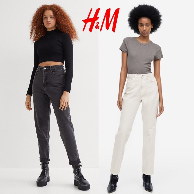 hnm high waist mom denim