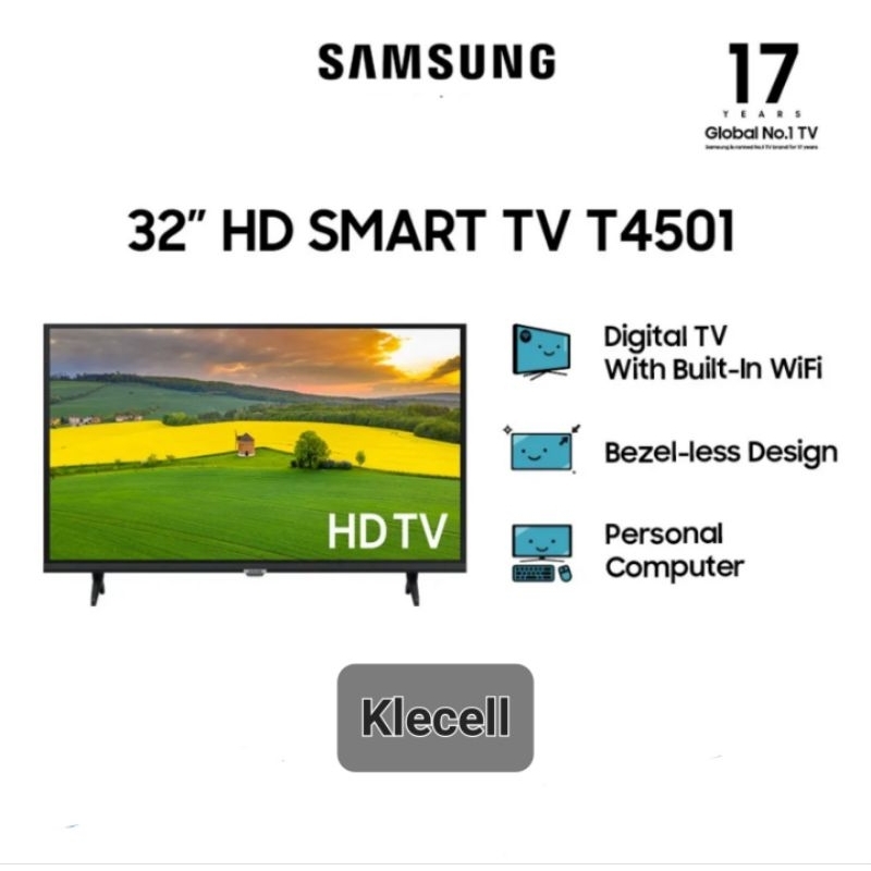 Samsung Smart TV T4501 32&quot; HDR With Pure Color, Ultra Clean View, Youtube browser Netflix Dolby Digital Plus, Slim Look Garansi Resmi