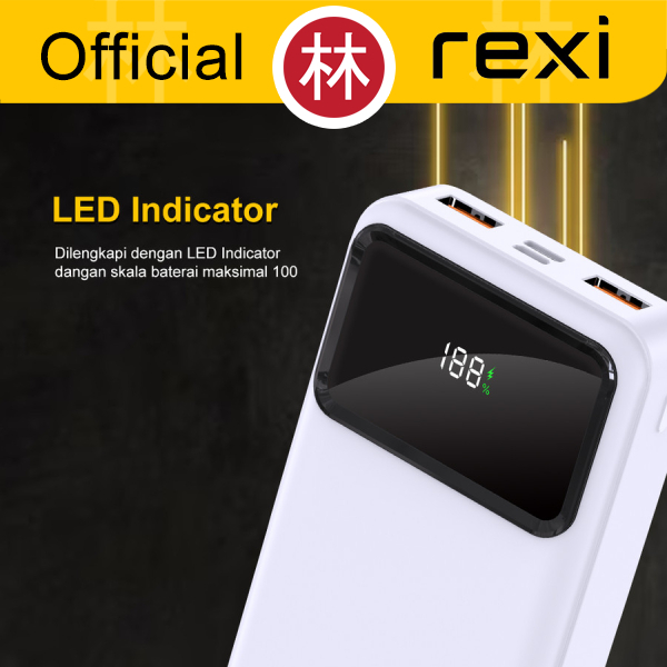 Rexi MF20 Powerbank 20.000 mAh 2 Port with LED Indicator Fast Charging