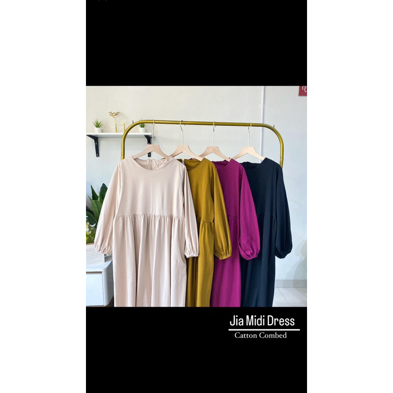 Jia Midi Dress (Midi Kaos Catton Combed) Dress Kaos Murah