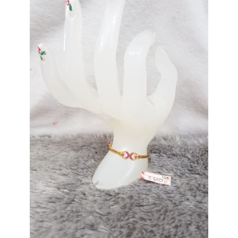 GL2142H313H Gelang baby model bulat tinju permata pink putih emas kuning asli berat 3.650 d 4cm kada