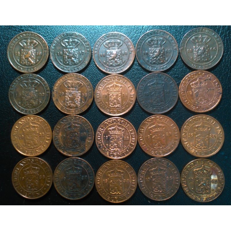 Koin 1/2 Cent Nederland Indie 21 Keping Beda Tahun