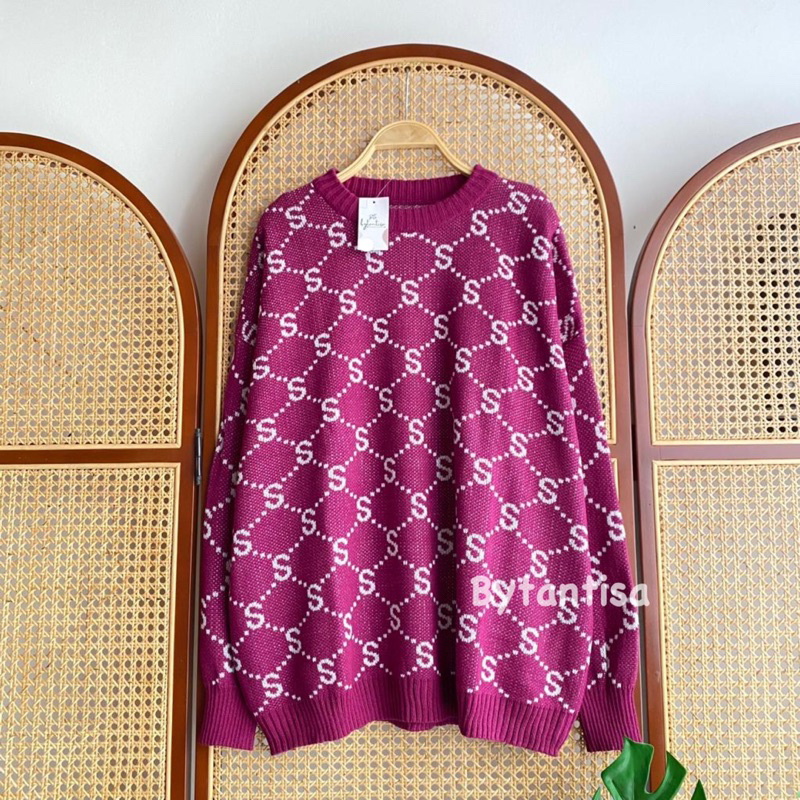 Bytantisa - Sweater Rajut Oversize Syakila Motif S