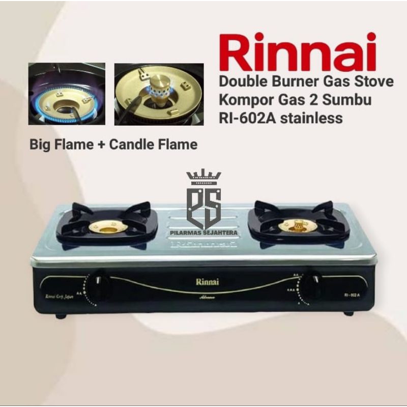 Kompor rinnai 2 sumbu RI602A Kompor gas rinnai Gas stove Double burner RI 602A rinnai 2 tungku