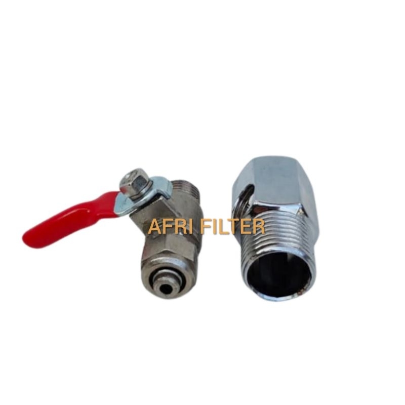 Fitting Stop Kran RO Drat Dalam 1/2&quot; - Drat Luar 1/2&quot; - Selang 3/8&quot;