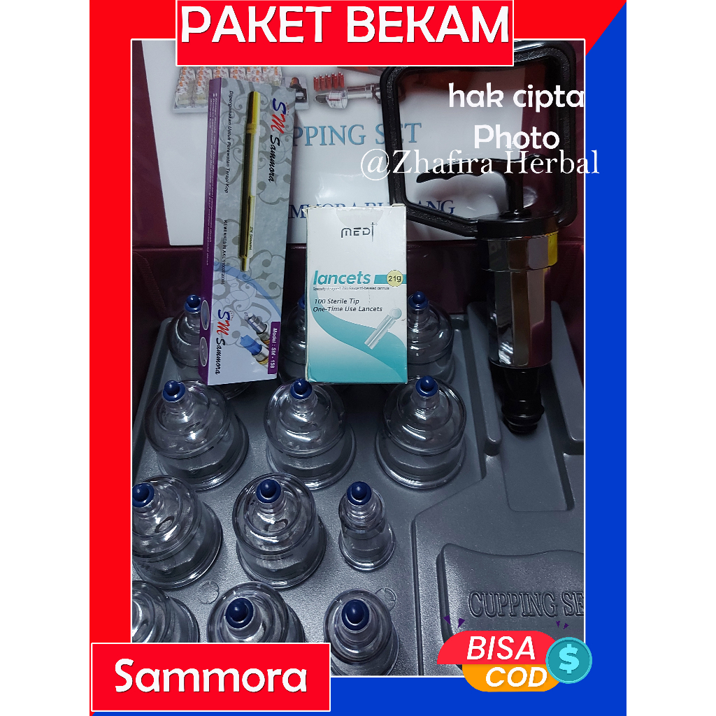 Paket Alat Bekam SAMMORA  Komplit Plus Pen dan Jarum 100 Pcs