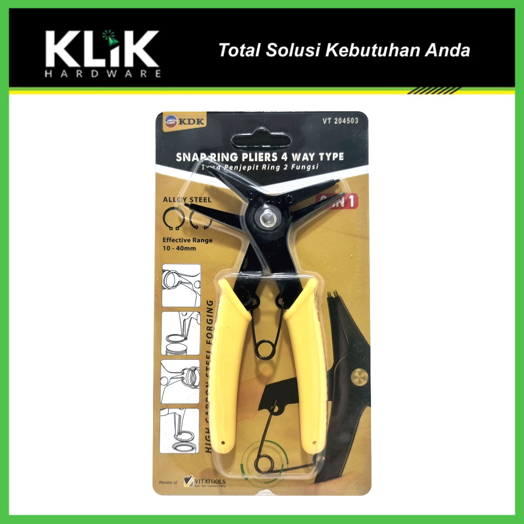 KDK Tang Snap Ring Circlip 2-In-1 Lurus Buka Tutup 10 - 40 mm 2 Fungsi