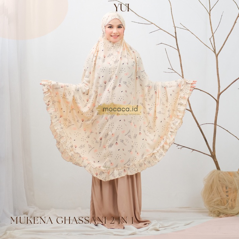 Mukena Dewasa Premium 2 in 1 𝗚𝗵𝗮𝘀𝘀𝗮𝗻𝗶 by 𝗺𝗼𝗰𝗮𝗰𝗮.𝗶𝗱 Sleting Dagu Bisa di Pakai Ponco dan Biasa Free Tas Tali Ringan Premium Tidak Mudah Kusut Bisa Pengiriman Instant Bandung - YUI