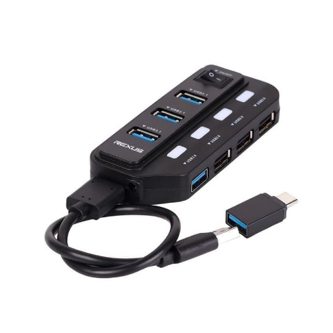 USB Hub Rexus 3.1 H332 7 Port + Converter Type C | RXH-332