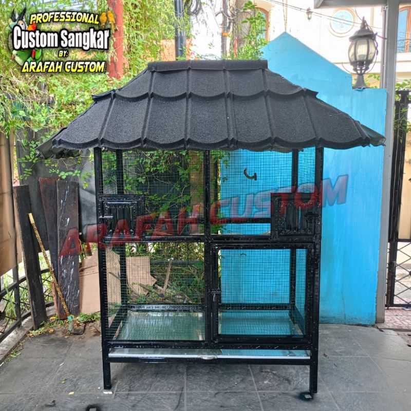 Sangkar Kandang Burung Ternak Koloni Jumbo Burung Lovebird Murai Kenari Falk Besar Atap Genteng Meta