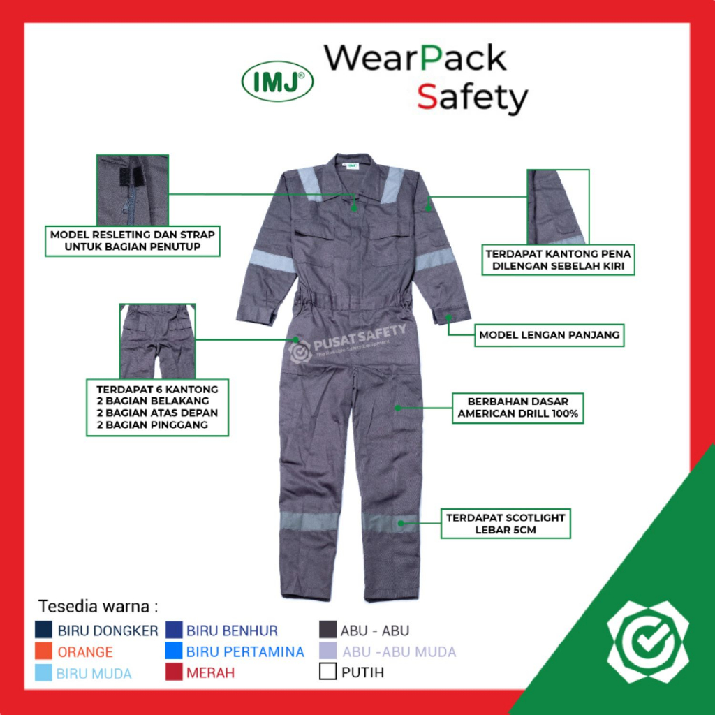 Wearpack Coverall Safety Baju Seragam Kerja Proyek IMJ M-2XL