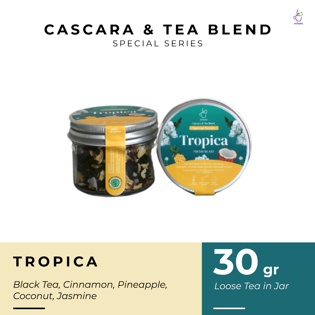 

Netisane Tropica (Black Tea, Cinnamon, Pineapple & Coconut, Jasmine) | Netisane Cascara Blend Special Series | Artisan Tea / Teh Herbal (Jar / Loose Tea)