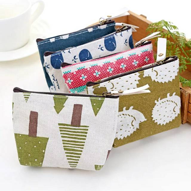 T&amp;Y Dompet Koin Mini Canvas Motif Lucu Dompet Perhiasan Headset Multifungsi Dompet Serbaguna Sleting Bermotif Souvenir Pernikahan Tempat Koin Murah Import