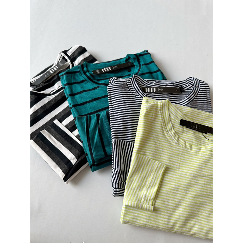 READYBASIC - BAJU KAOS LENGAN PANJANG STRIPE TEE BAHAN KATUN ADEM